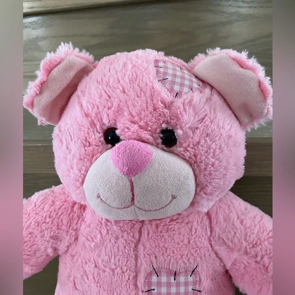 TEDDY MOUNTAIN Pink Bear Lovey Stuffed Plush Gingham Patchwork 16 - Picture 2 of 5